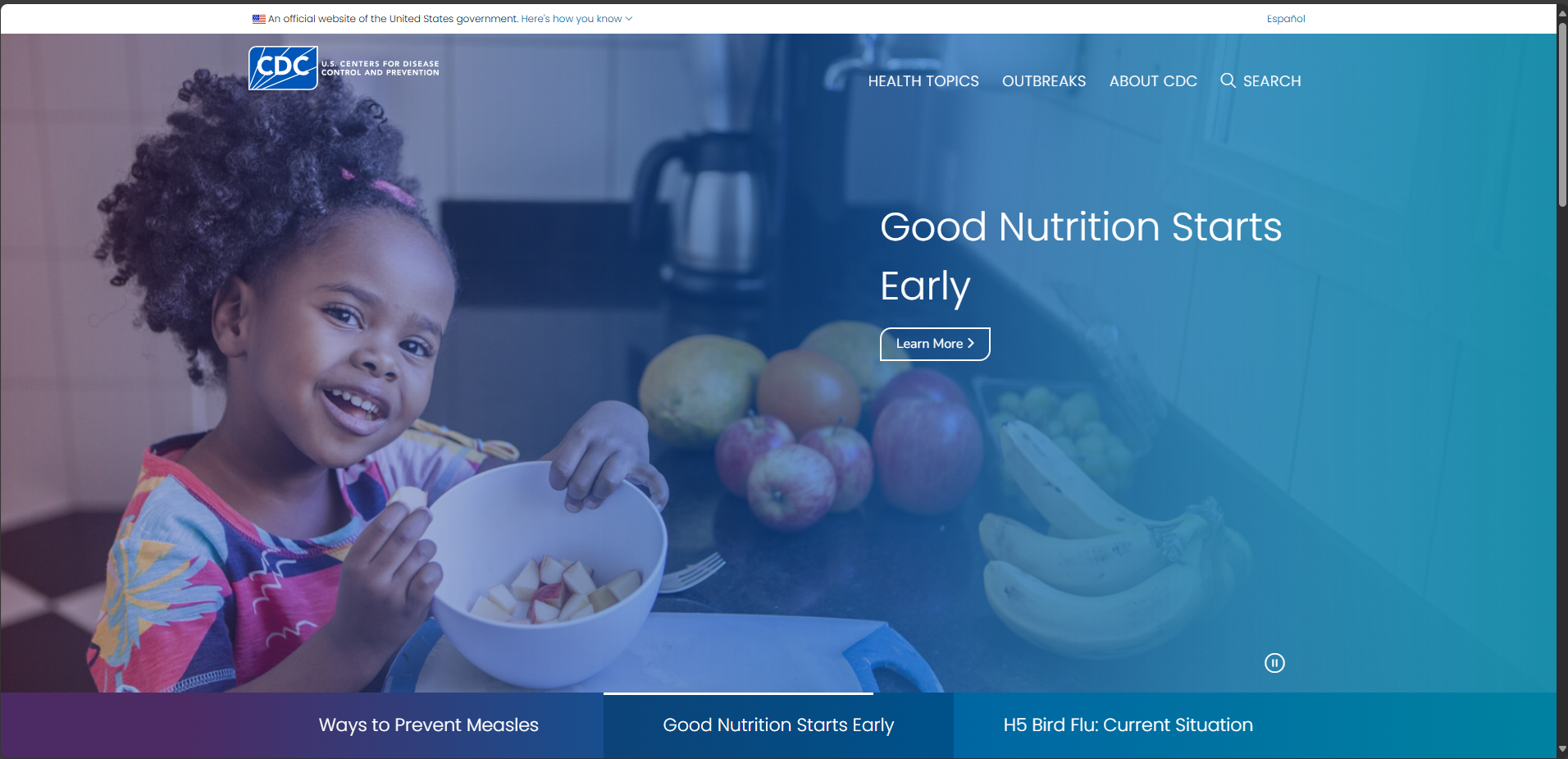 CDC desktop website screenshot
